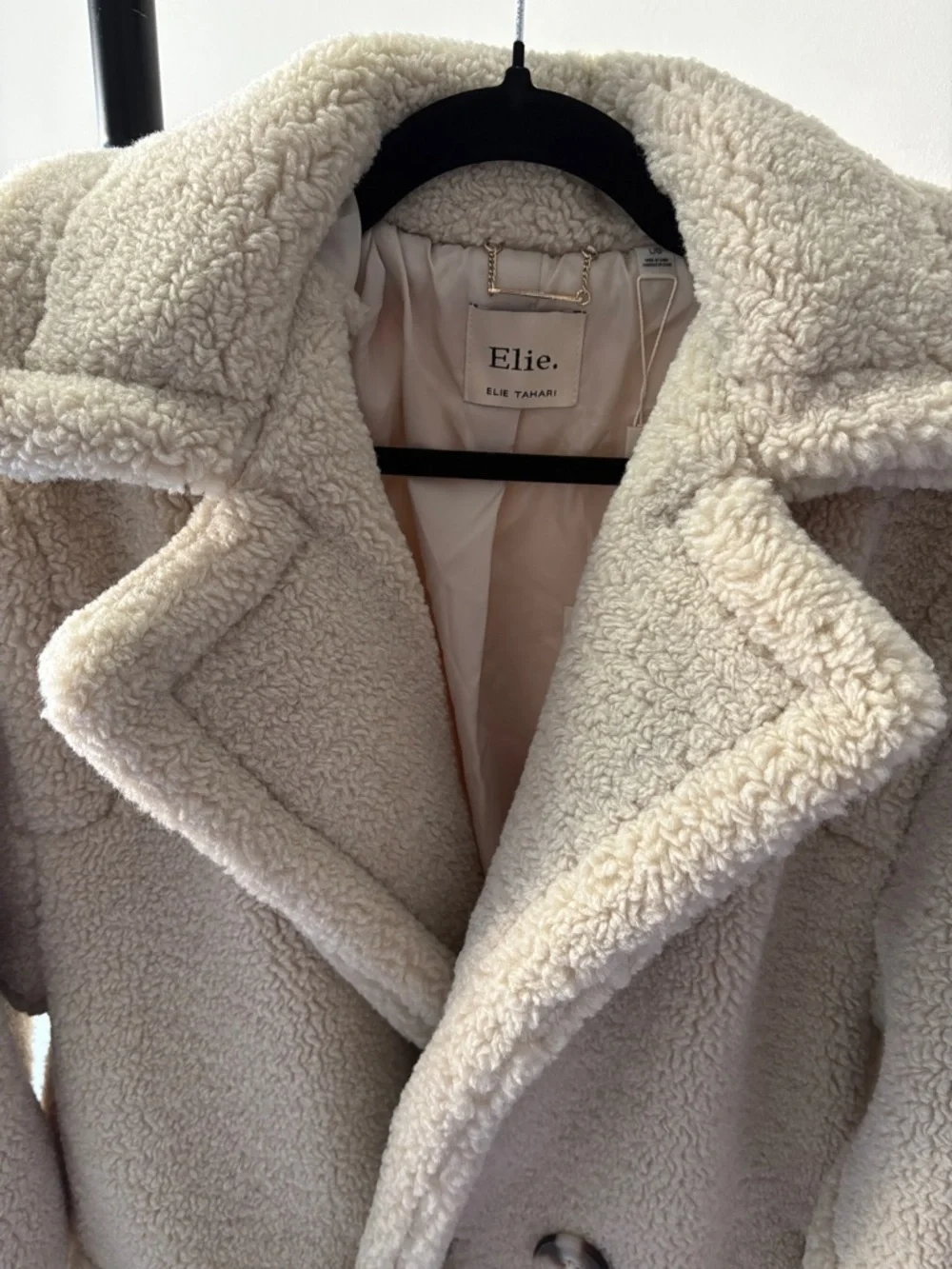 Elie Tahari Ivory Sherpa Teddy Coat - Picture 1 of 5